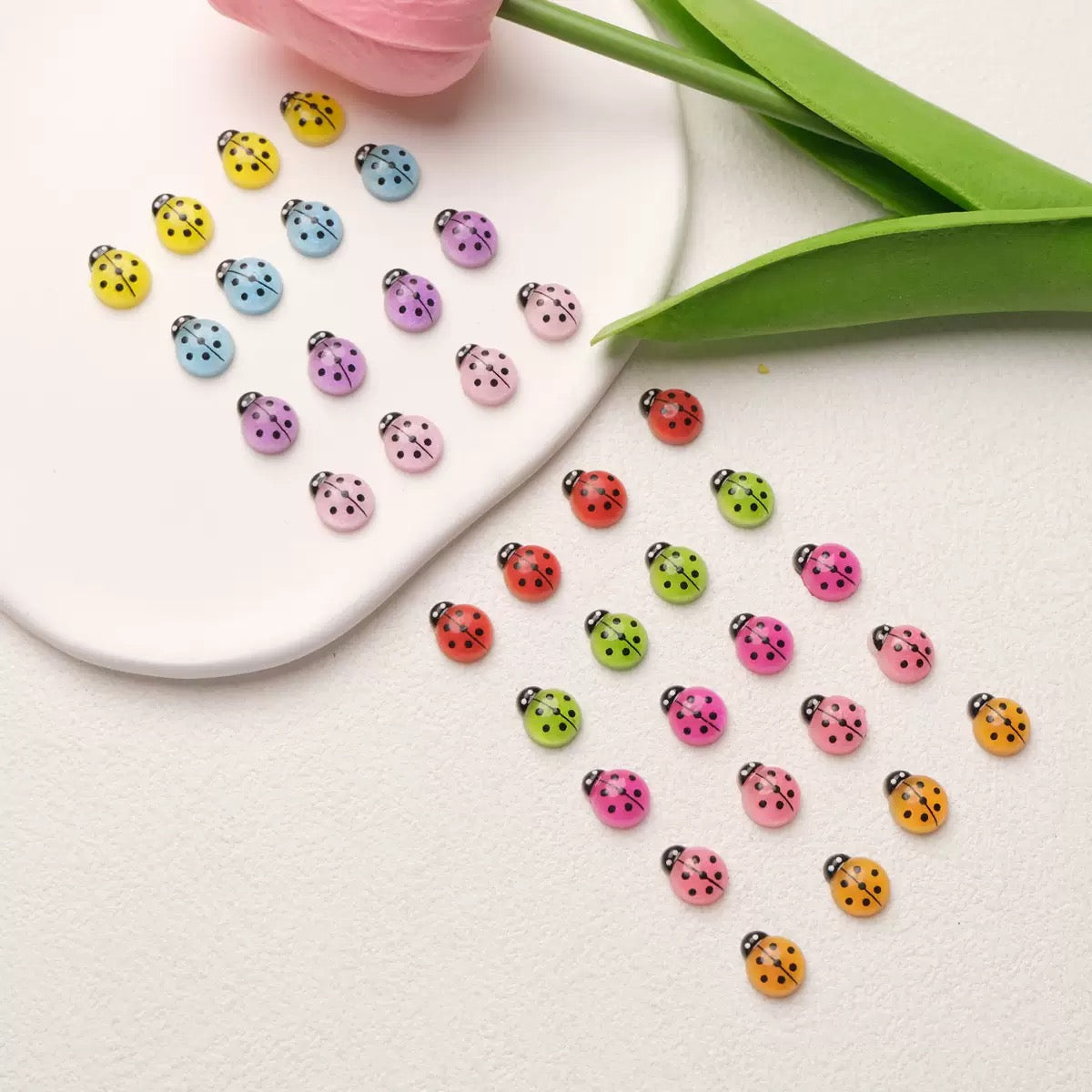 30-Piece Set  Ladybug Resin Charms –  Cute Insect Nail Art &amp; DIY Accessories