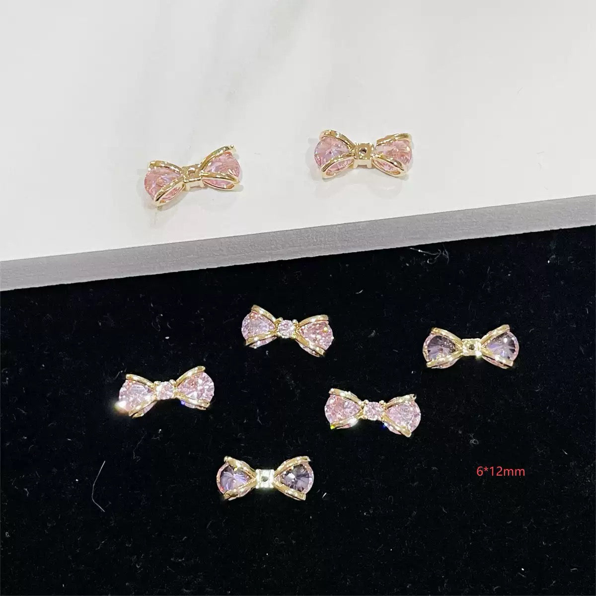 12-Piece Luxury Silver Bow Nail Charm Set – Sparkling Zircon Crystal Nail Art Accessories for DIY &amp; Wearable Crafts